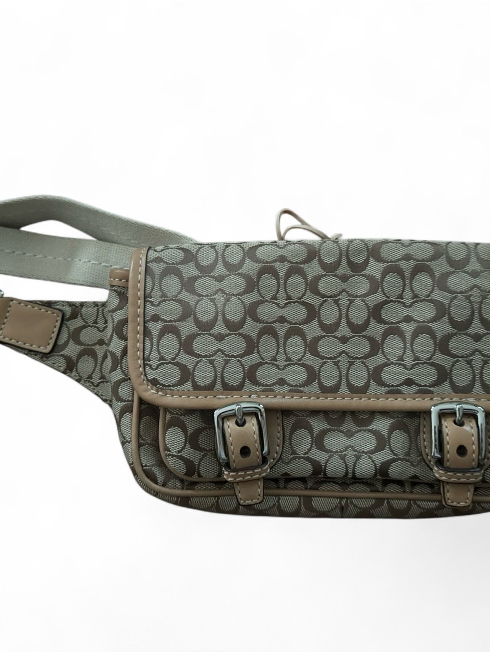 Vintage Y2K COACH Bon Voyage Signature Canvas Buckle Waist Pouch - Style F7715